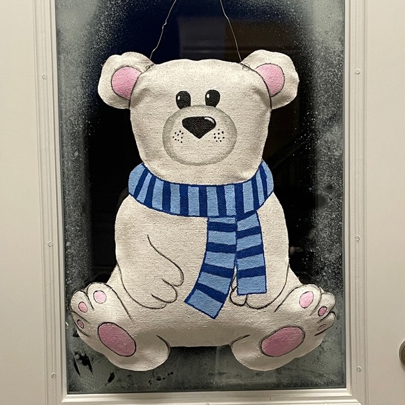 Door hanger wreath holiday valentine polar bear - Picture 2 of 10